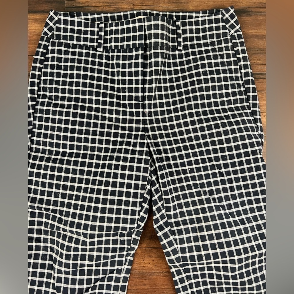 Loft Outlet Blue & White Check Modern Skinny Ankle Pants - Size 4P - Picture 2 of 7